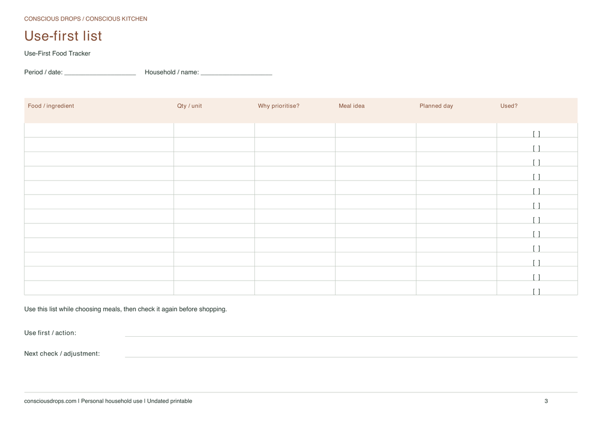 Use-First Food Tracker — Landscape Dashboard — inside preview