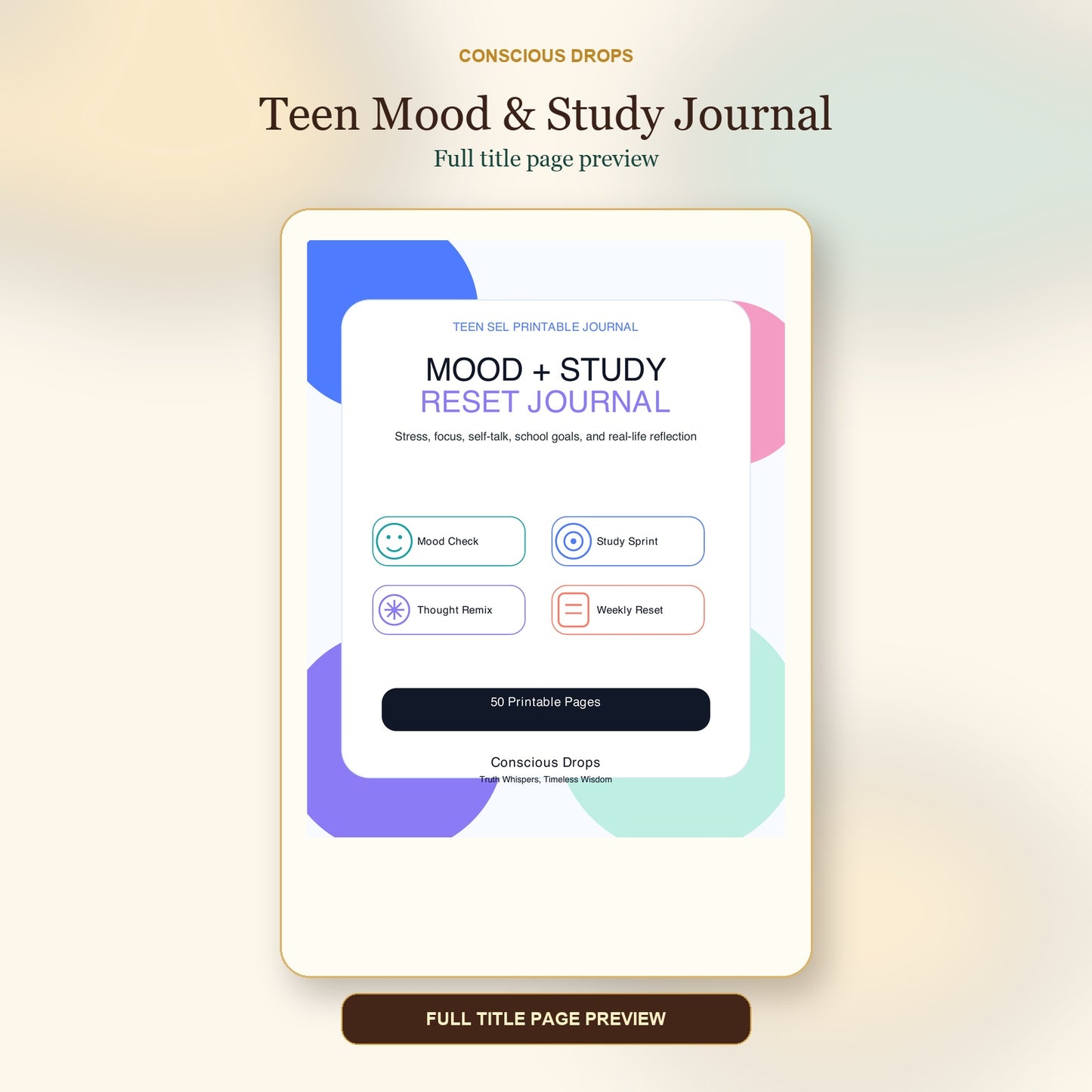 Teen Mood & Study Reflection Journal