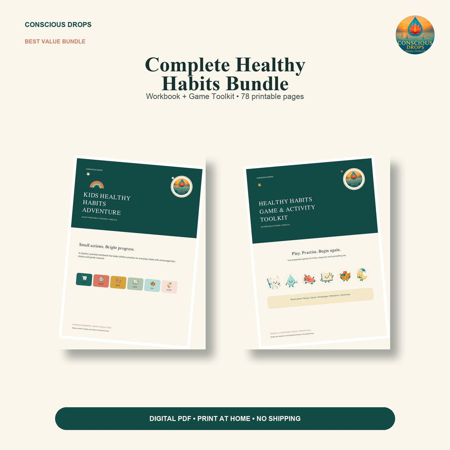 Complete Healthy Habits Bundle Ages 5-8 - Workbook + Game Toolkit