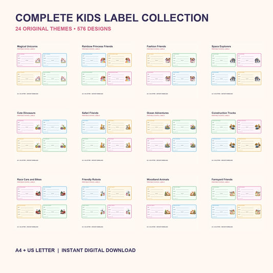 Komplette Original "Kids School Label"-Kollektion - 24 Themen