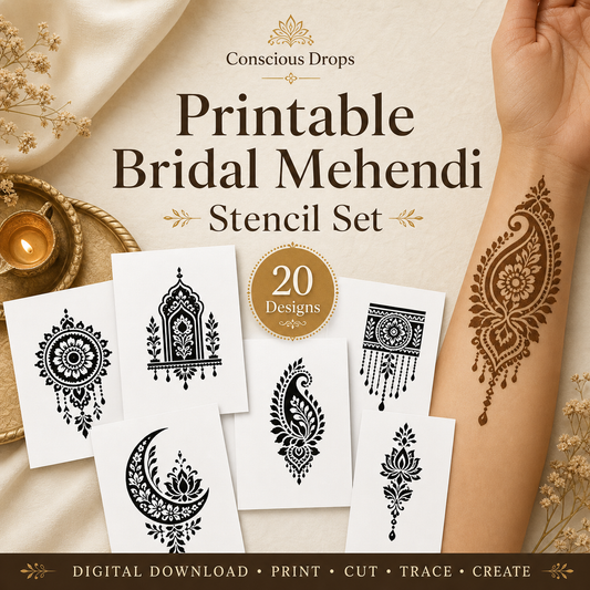 Mehendi Stencil Designs Pack - 20 Bridal Designs