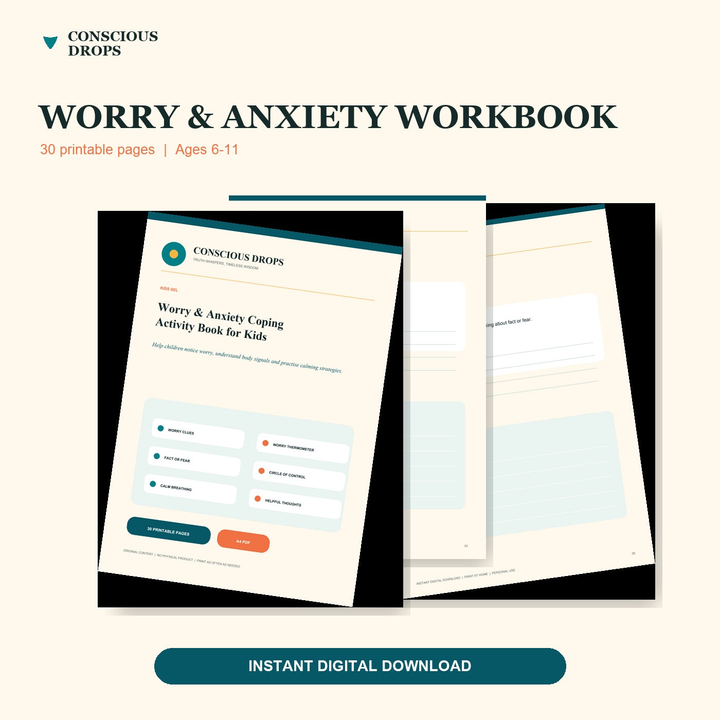 Worry & Anxiety Coping Activity Book for Kids