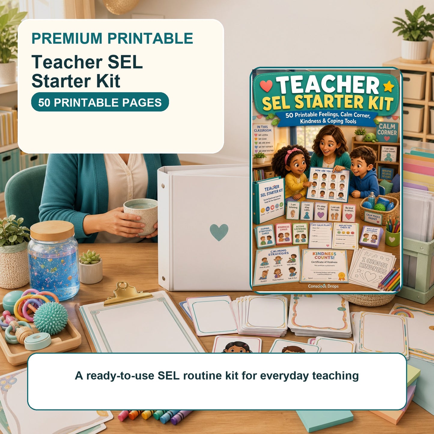 Teacher SEL Starter Bundle Collection - Mini Pack + Starter Kit + Premium Toolkit