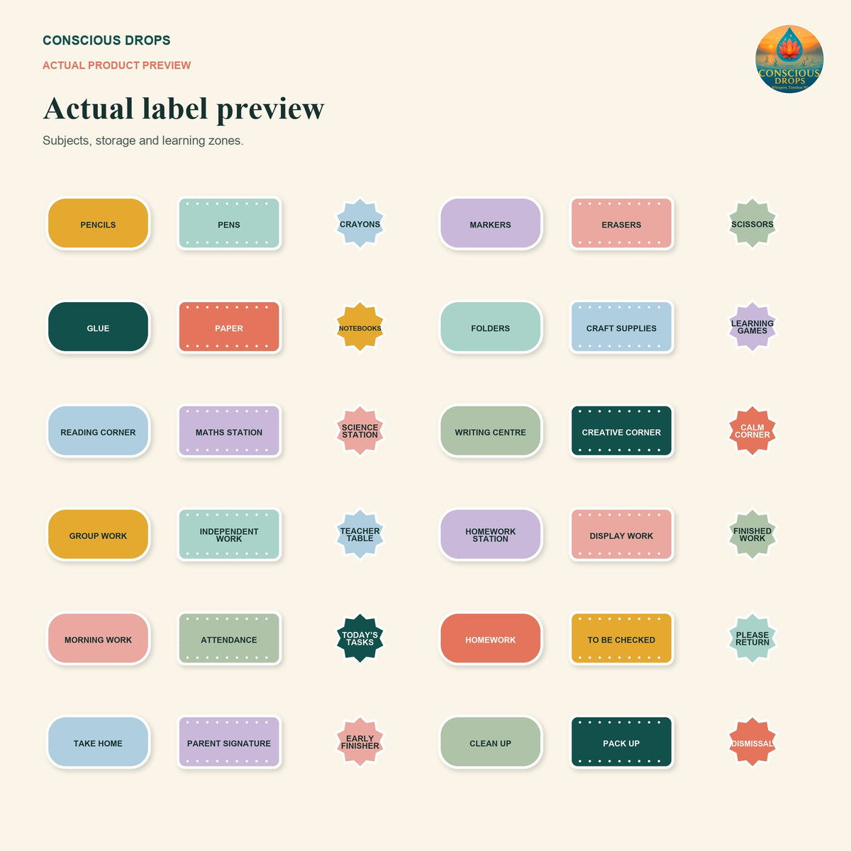 Classroom Labels & Decals Pack - 72 Printable and Digital Labels
