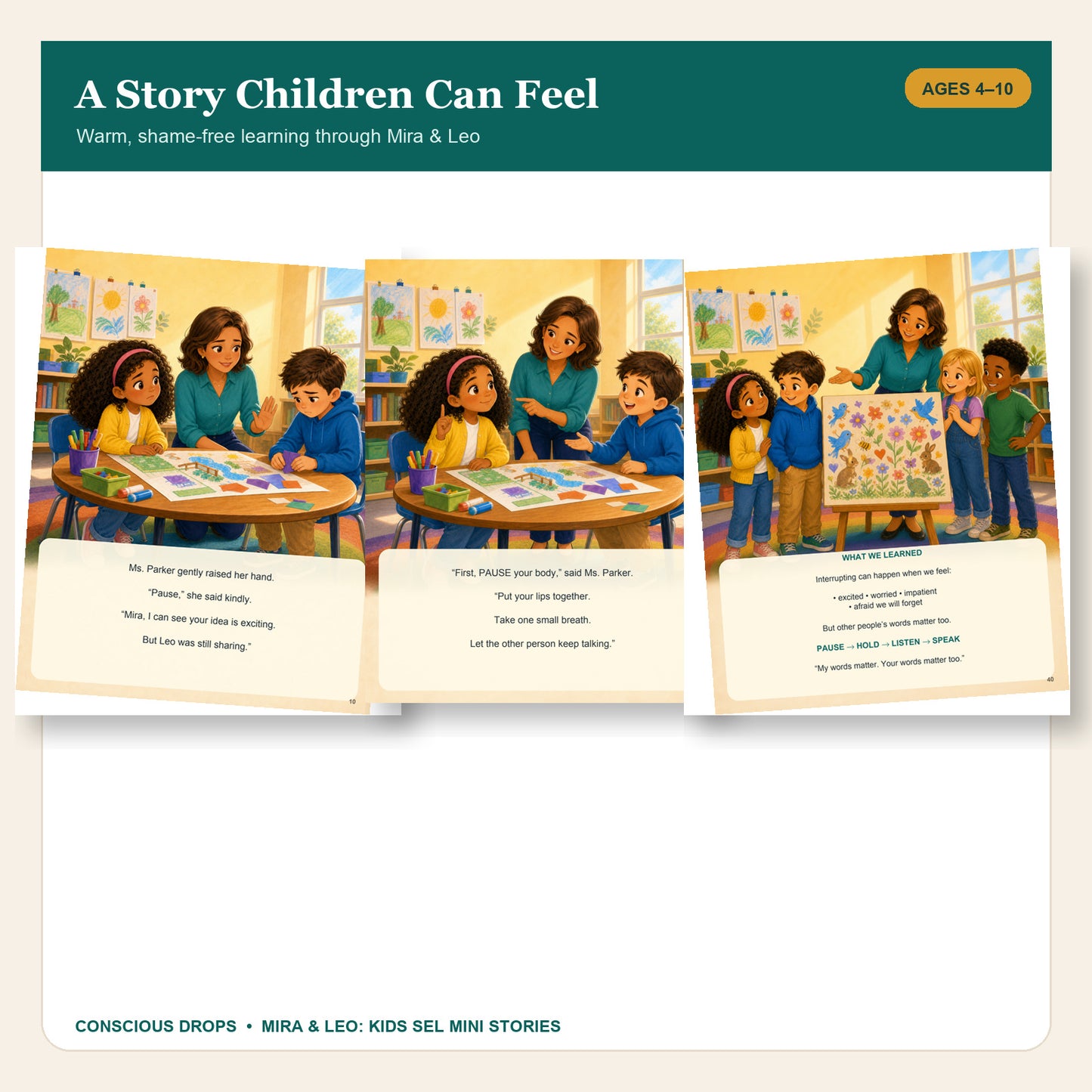 Interrupting vs. Waiting Your Turn — Kids SEL Story + Activity Book Bundle