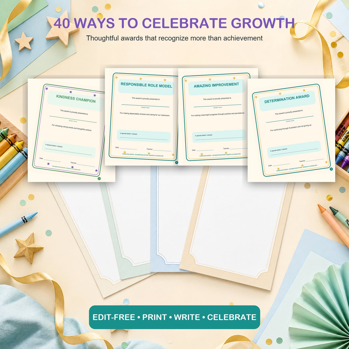 Classroom Celebration Awards - 40 Printable Kids Certificates