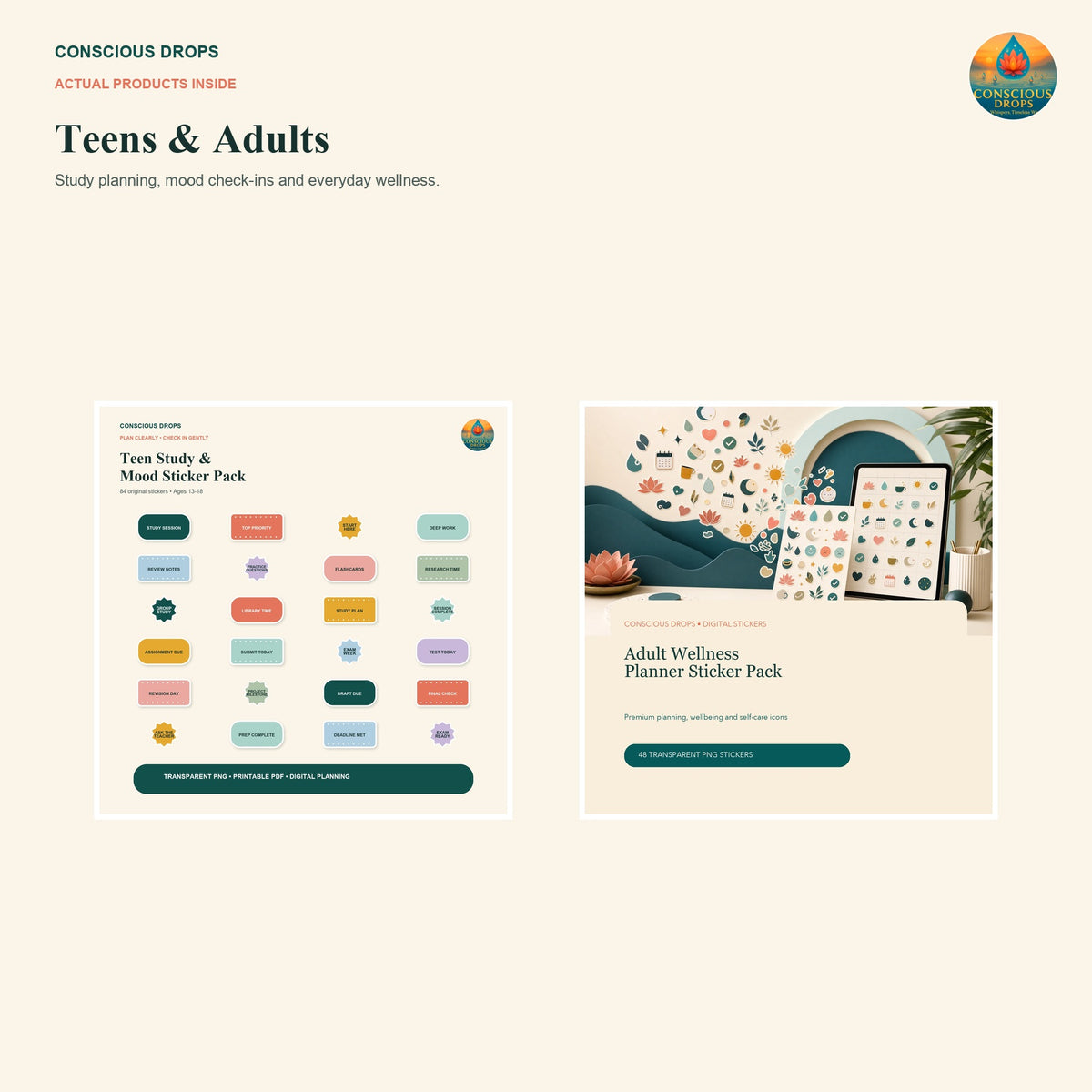 Complete Conscious Sticker Library - 372 Digital & Printable Designs