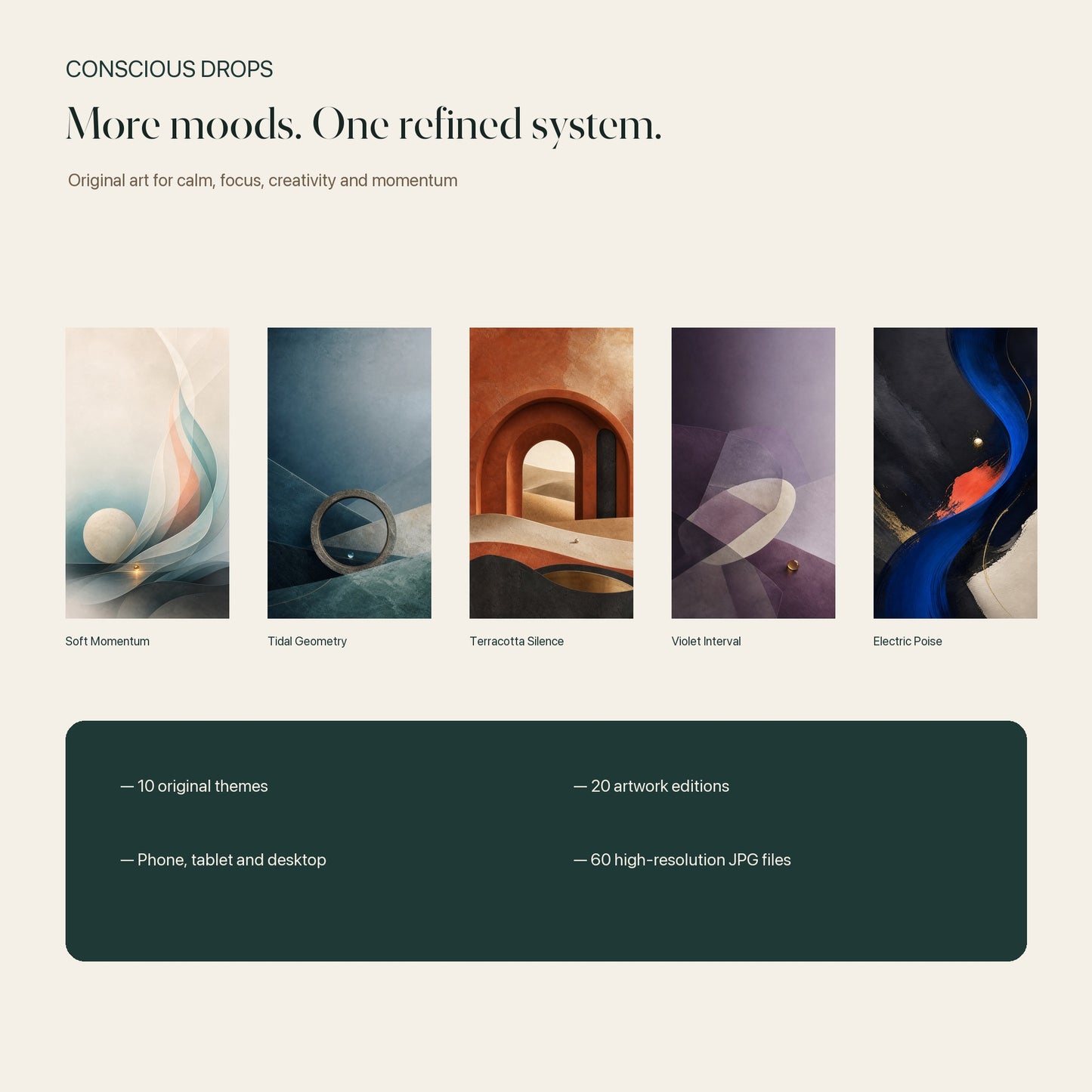 The Complete Conscious Drops Wallpaper Library — 60 Files