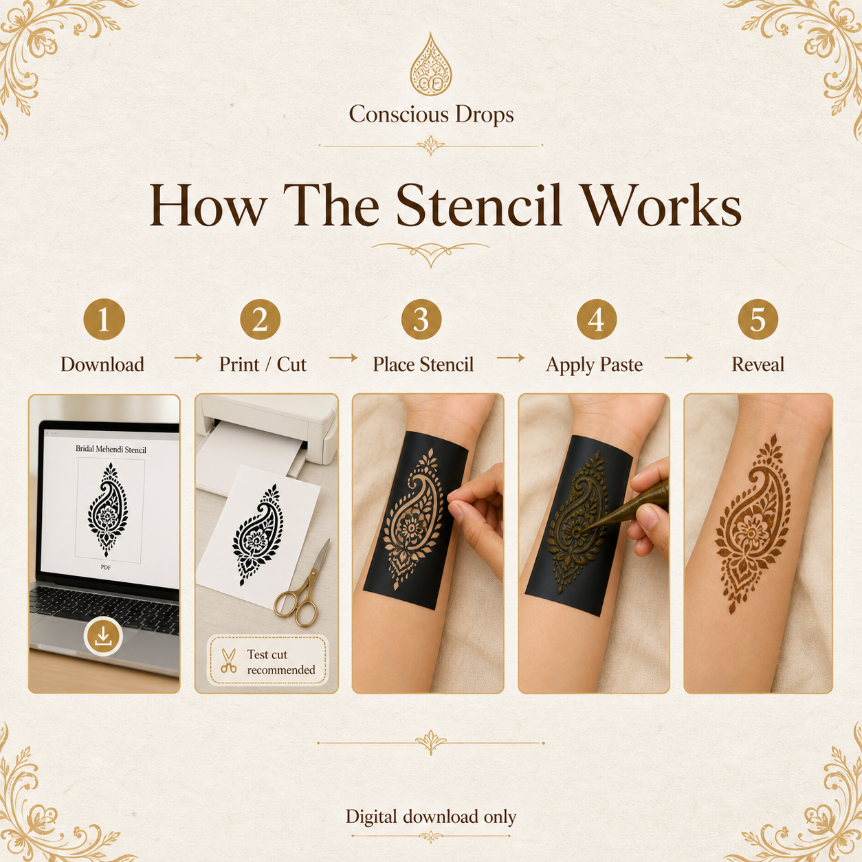 Mehendi Stencil Designs Pack - 20 Bridal Designs