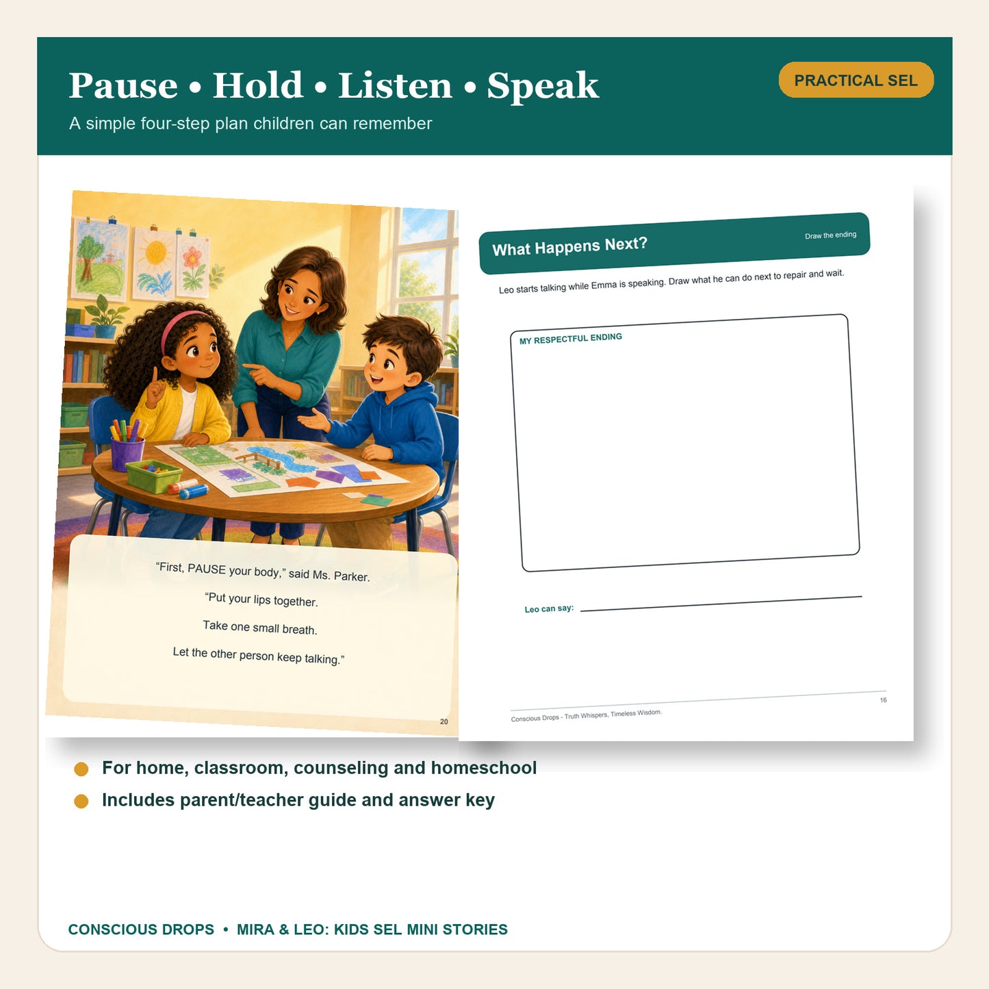 Interrupting vs. Waiting Your Turn — Kids SEL Story + Activity Book Bundle