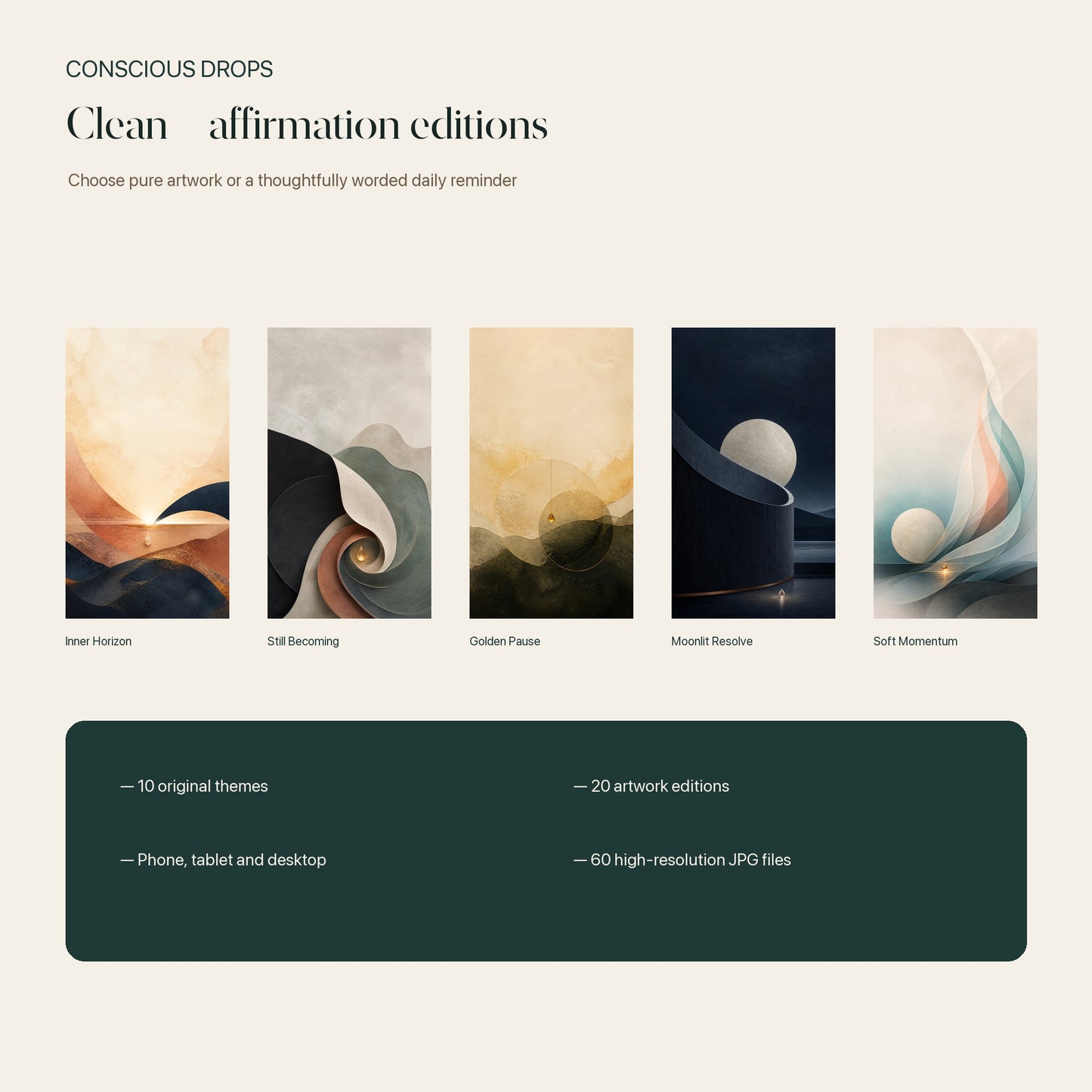 The Complete Conscious Drops Wallpaper Library — 60 Files
