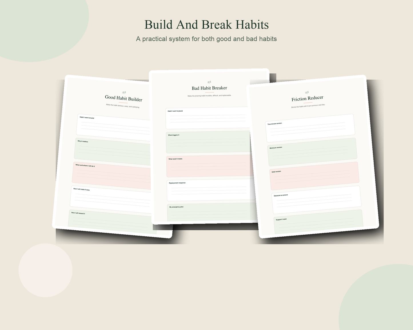 Conscious Habit Scorecard Workbook - Printable Habit Tracker, Habit Audit & Routine Builder PDF