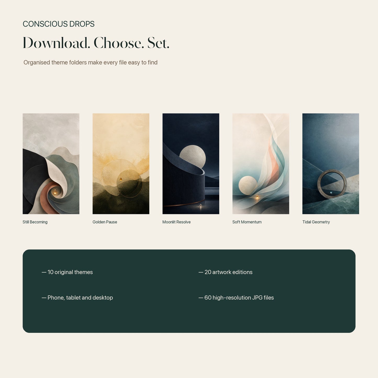 The Complete Conscious Drops Wallpaper Library — 60 Files