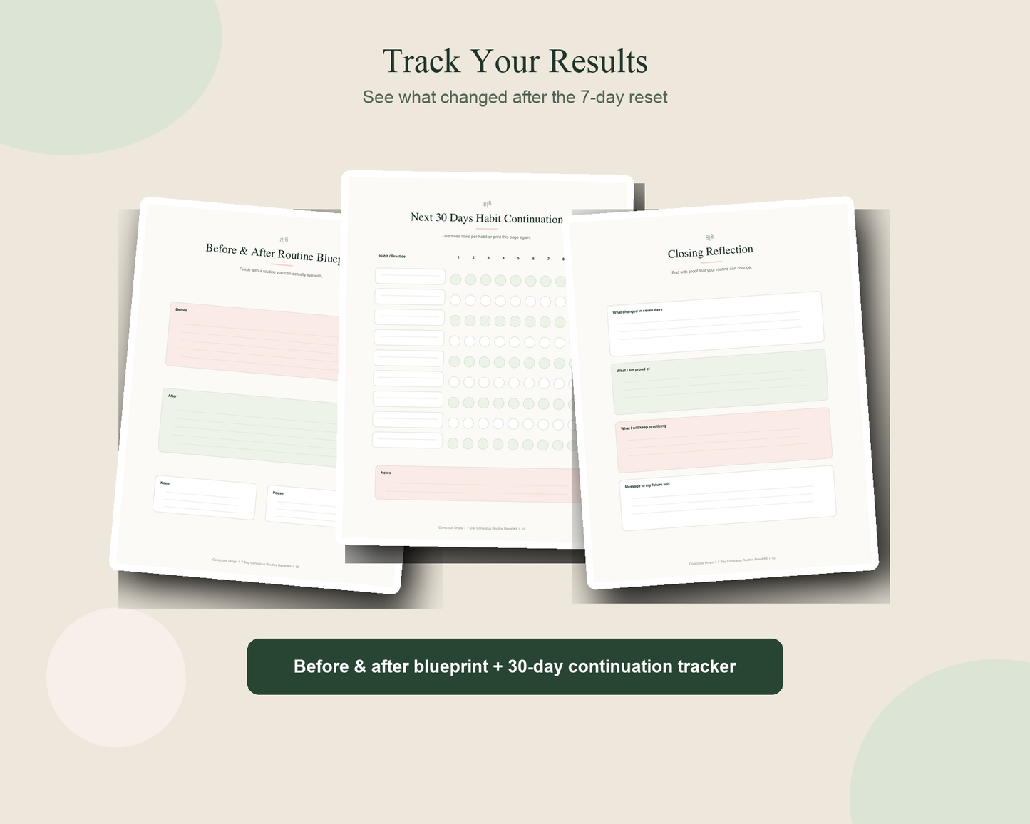 7-Day Conscious Routine Reset Kit - Printable Habit Tracker, Daily Planner, Journal & Productivity Workbook PDF