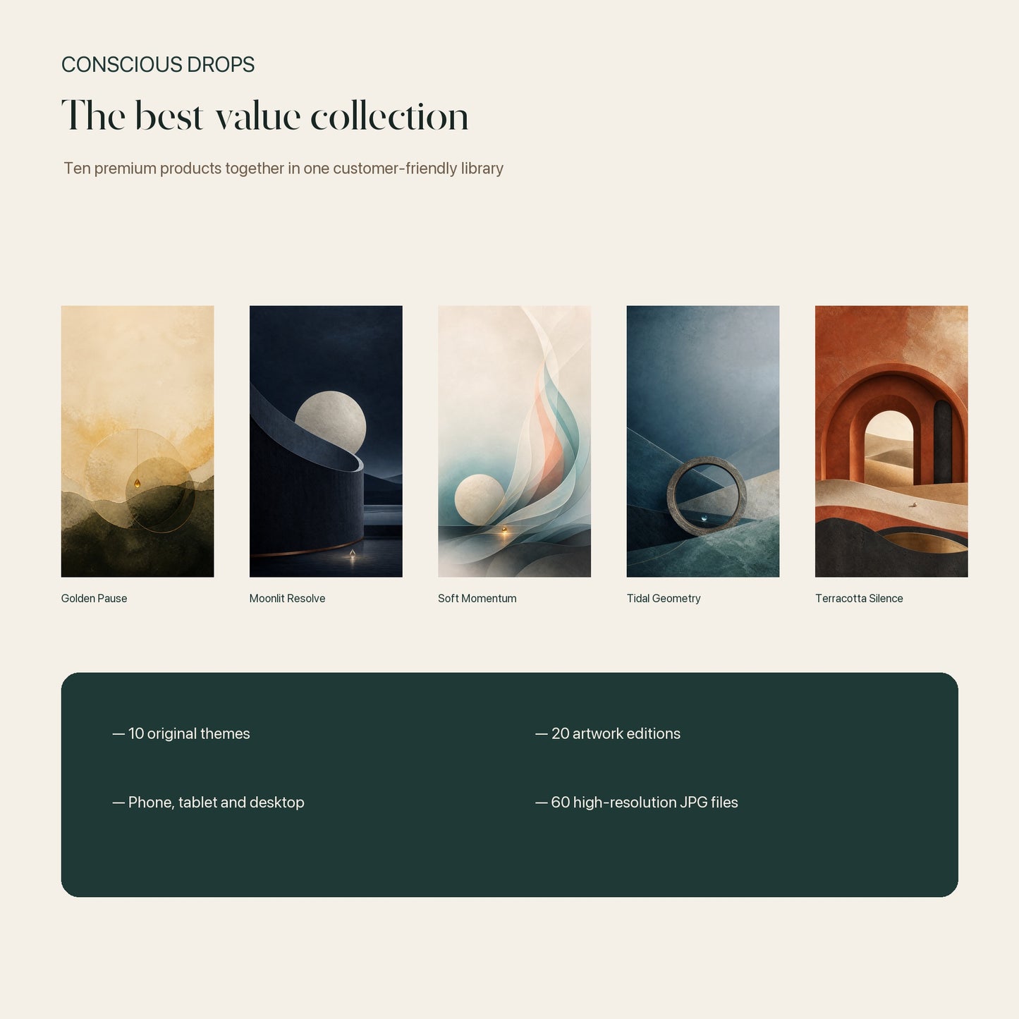 The Complete Conscious Drops Wallpaper Library — 60 Files