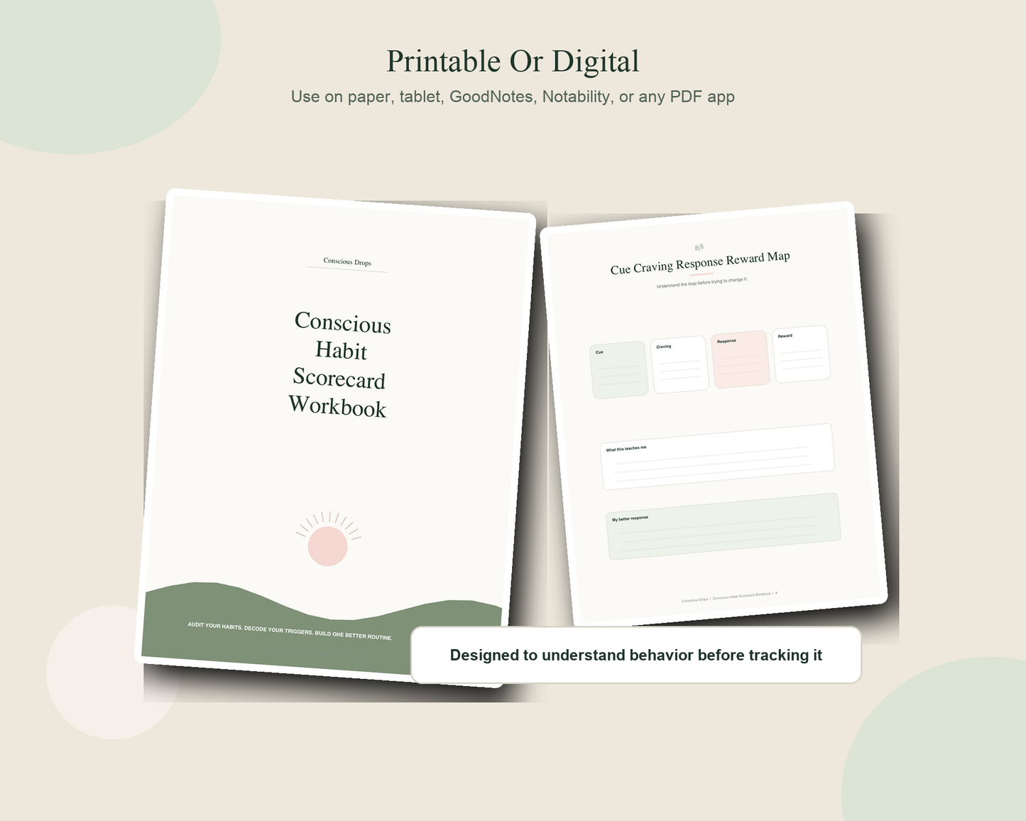 Conscious Habit Scorecard Workbook - Printable Habit Tracker, Habit Audit & Routine Builder PDF