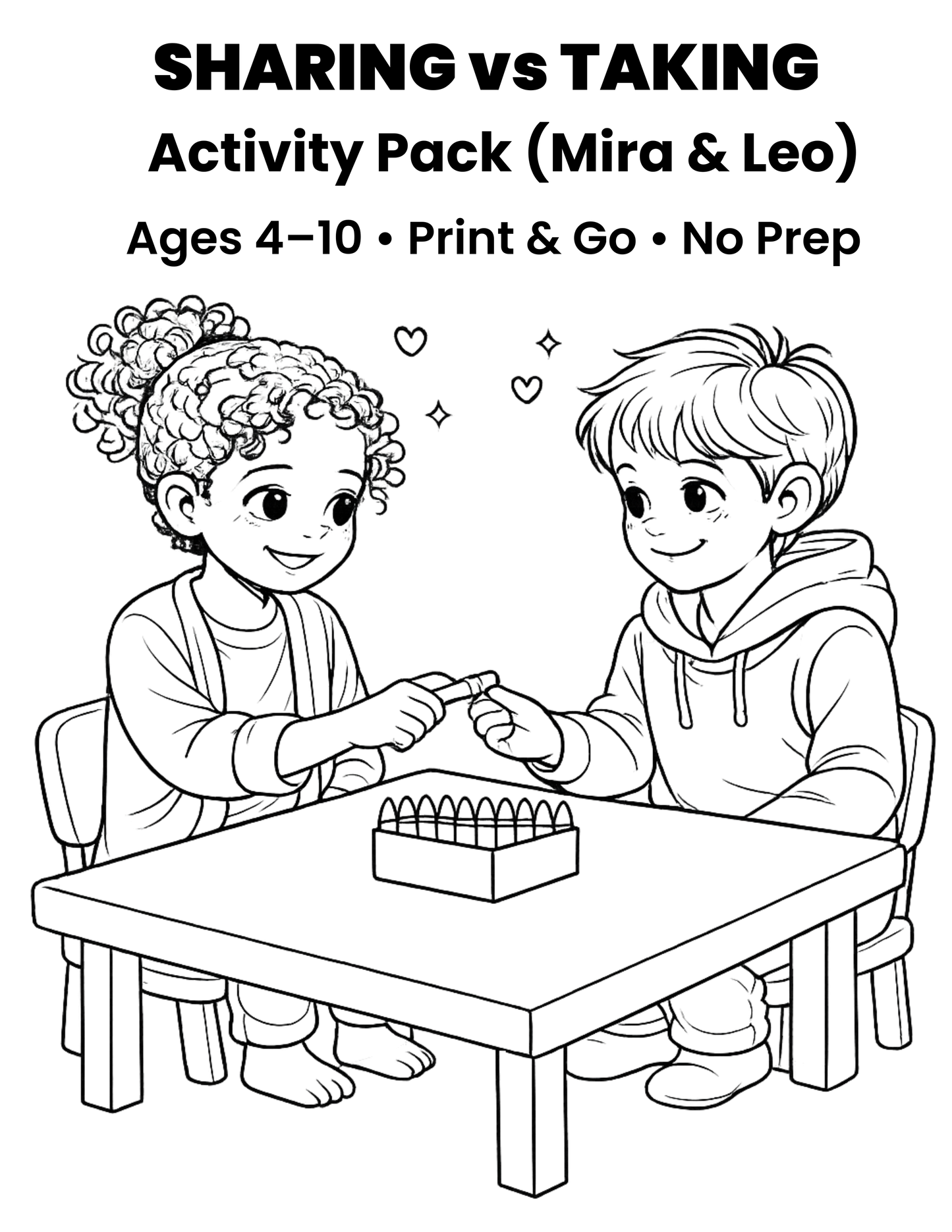 Sharing vs Taking Activity Pack - Ages 4-10 Printable PDF