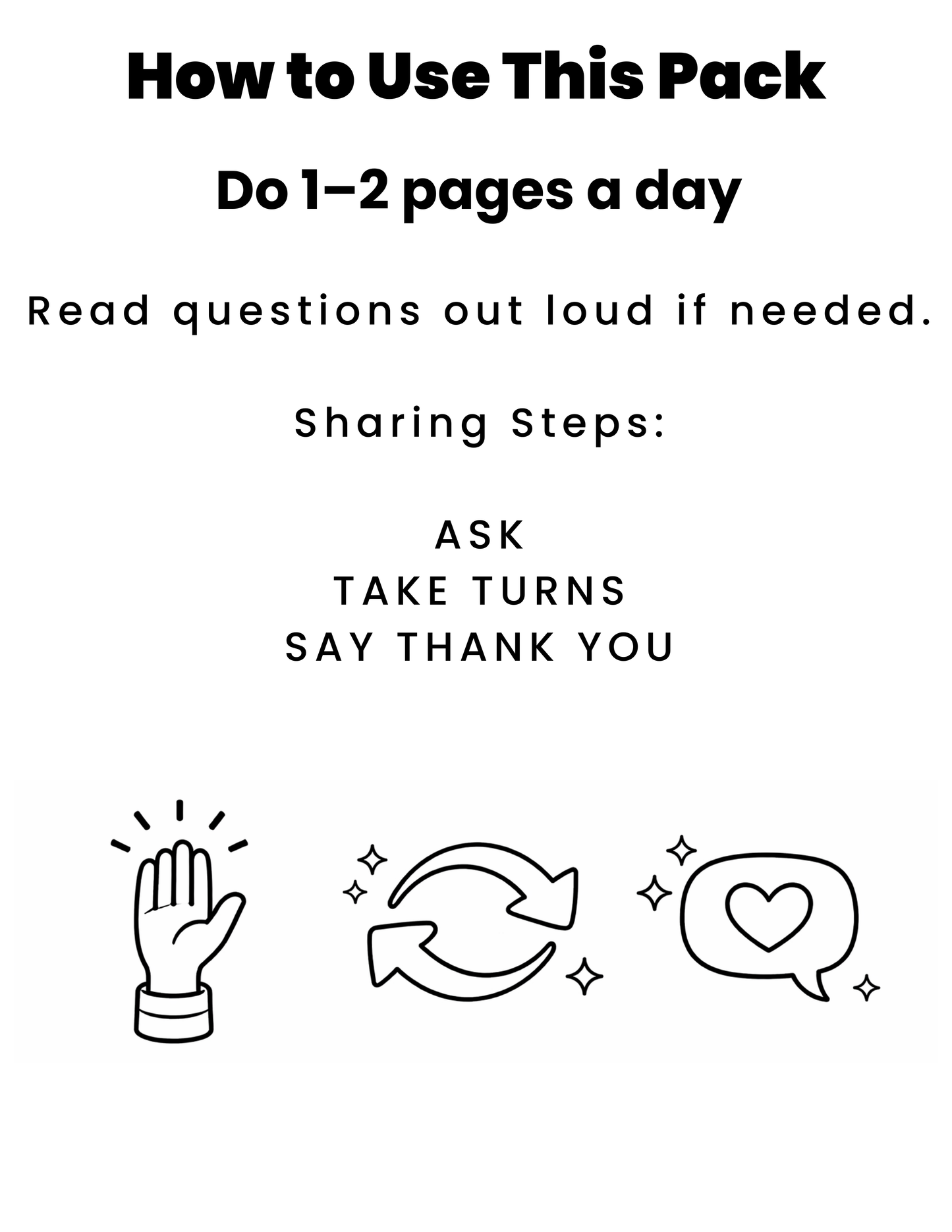 Sharing vs Taking Activity Pack - Ages 4-10 Printable PDF
