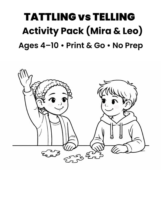 Tattling vs Telling Activity Pack - Ages 4-10 Printable PDF