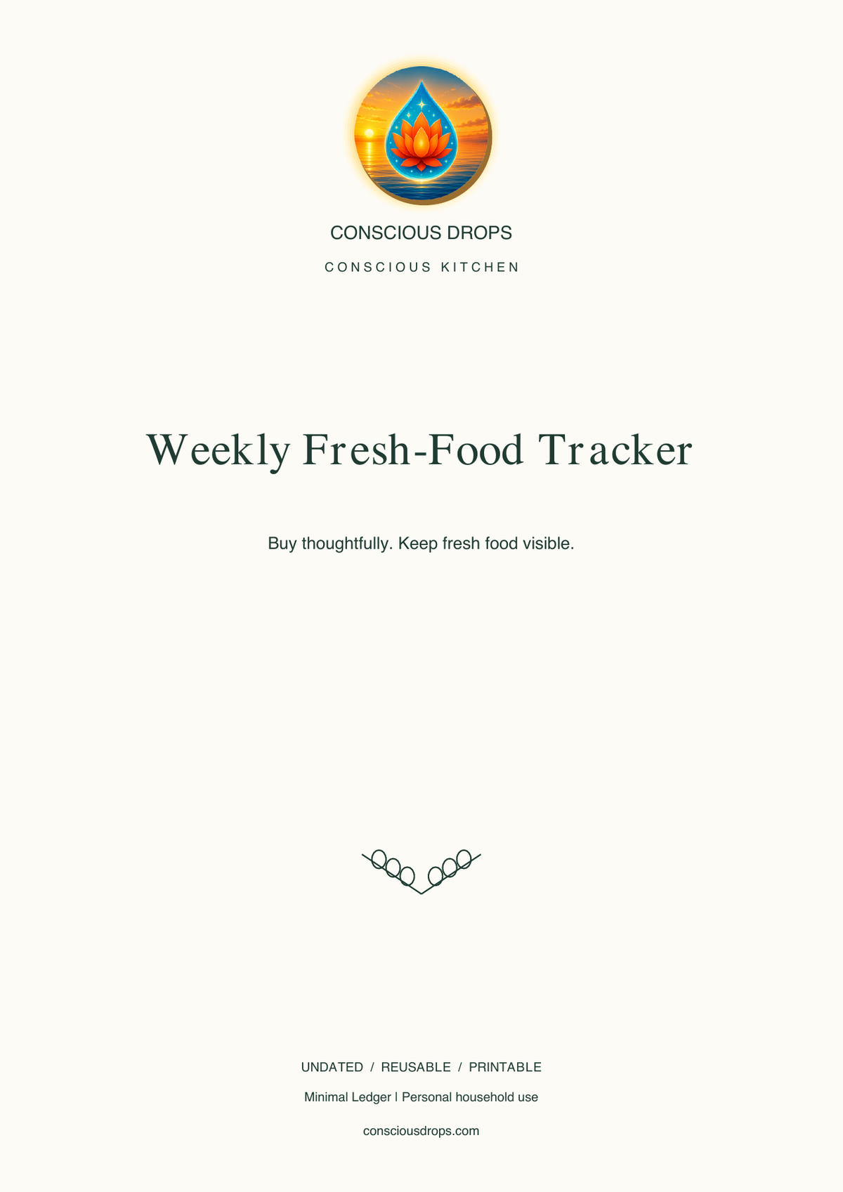 Weekly Fresh-Food Tracker — Minimal Ledger — front cover
