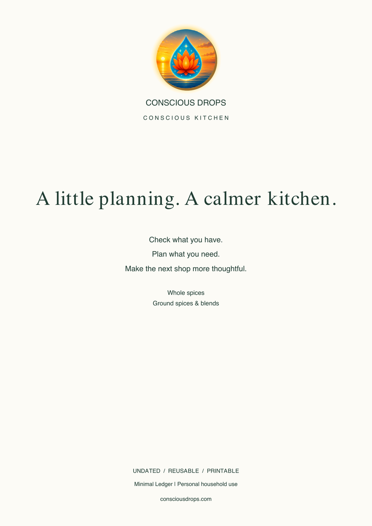 Masala & Spice Inventory — Minimal Ledger — back cover