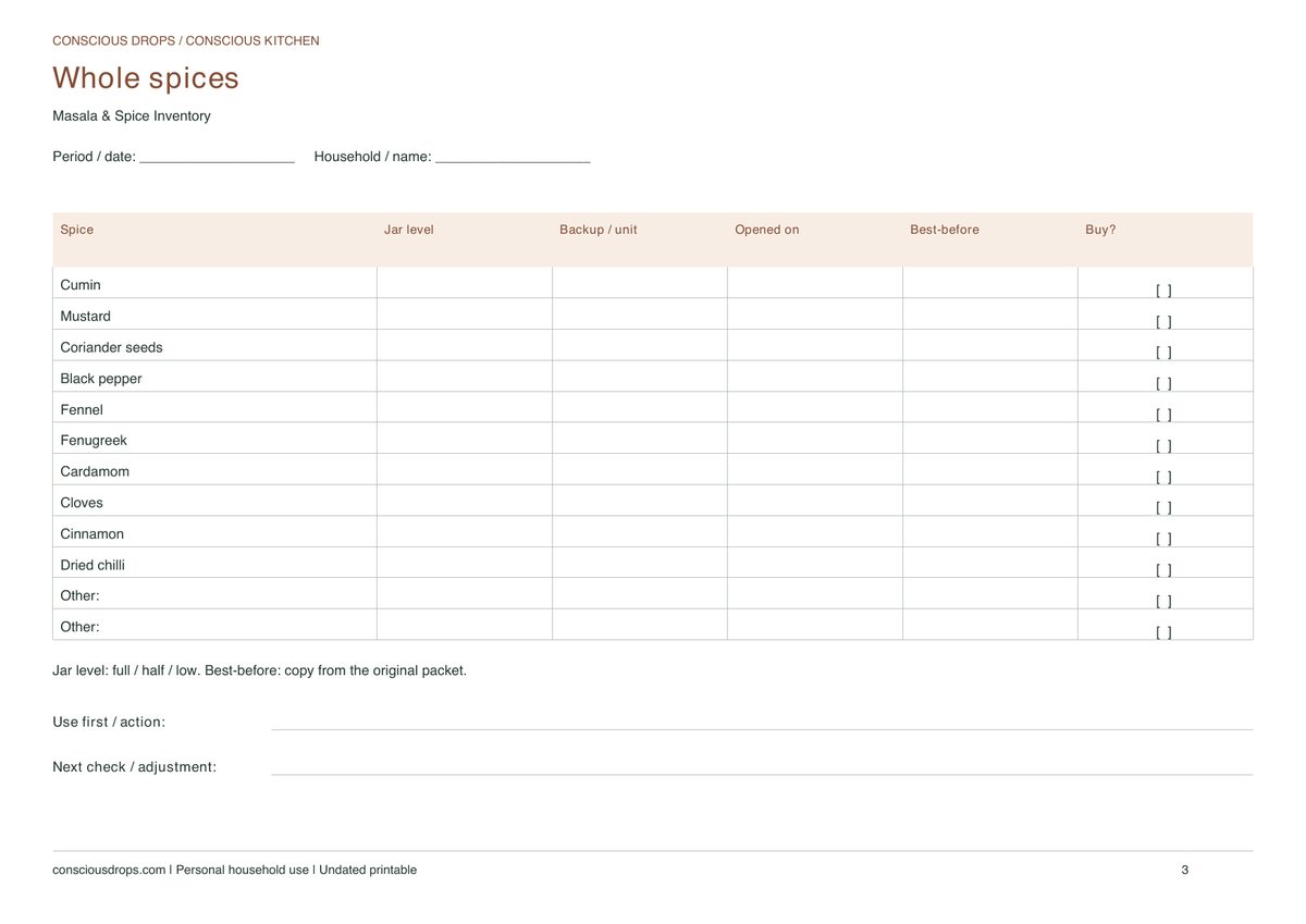 Masala & Spice Inventory — Landscape Dashboard — inside preview