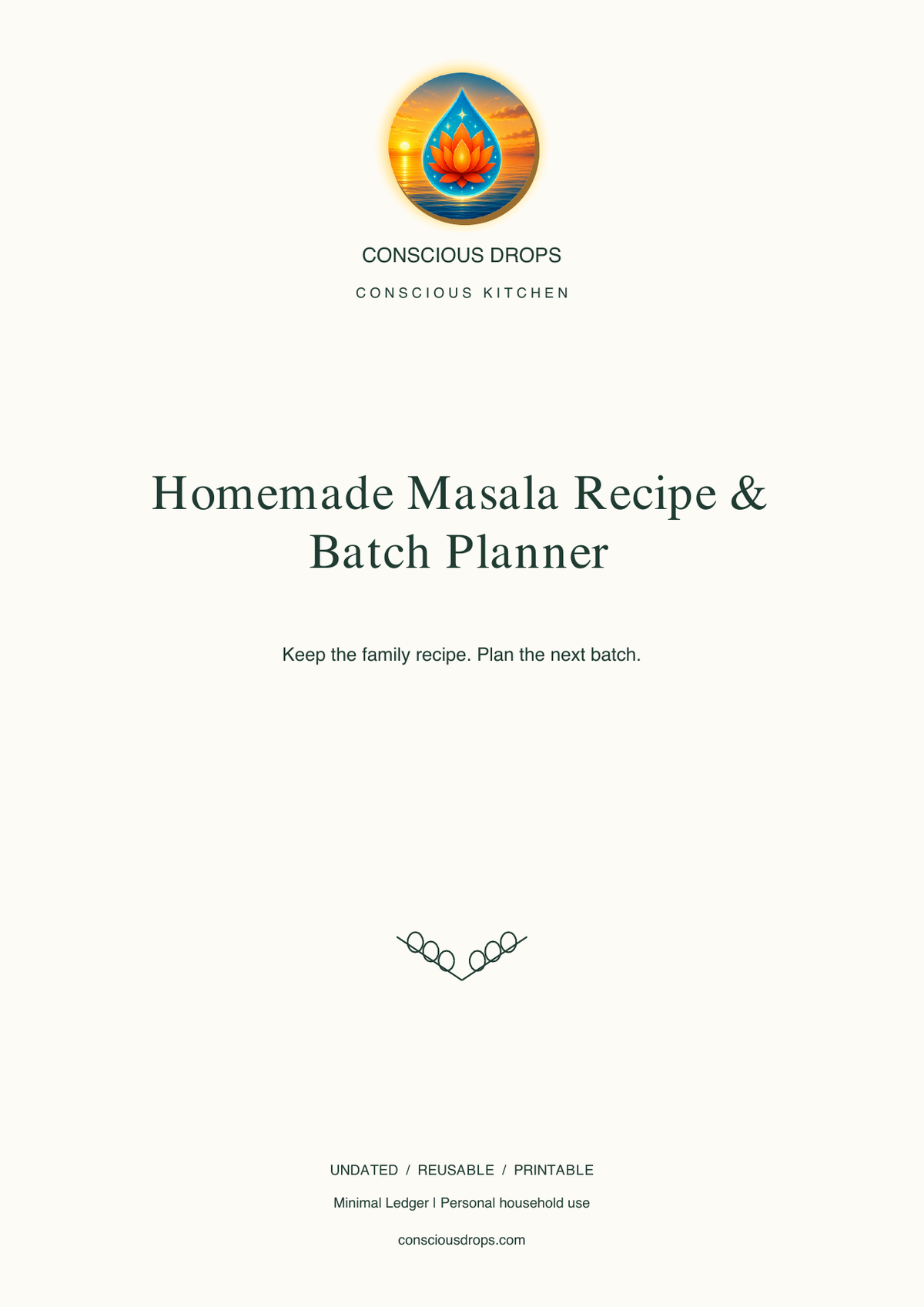 Homemade Masala Recipe & Batch Planner — Minimal Ledger — front cover