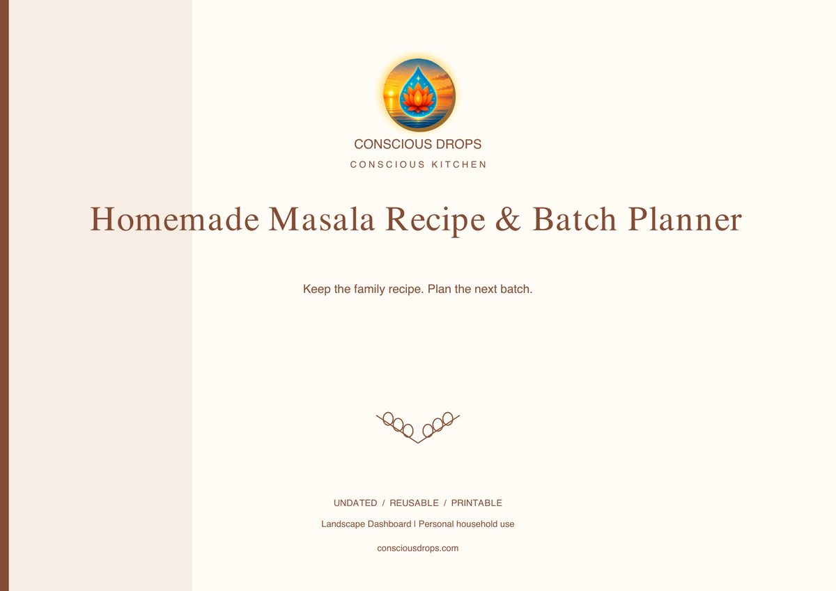 Homemade Masala Recipe & Batch Planner — Landscape Dashboard — front cover