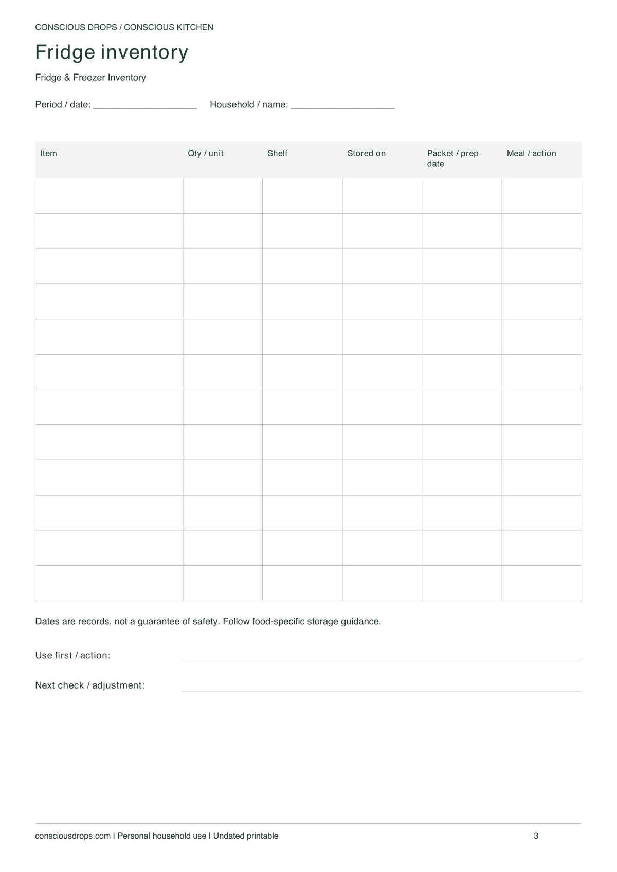 Fridge & Freezer Inventory — Minimal Ledger — inside preview