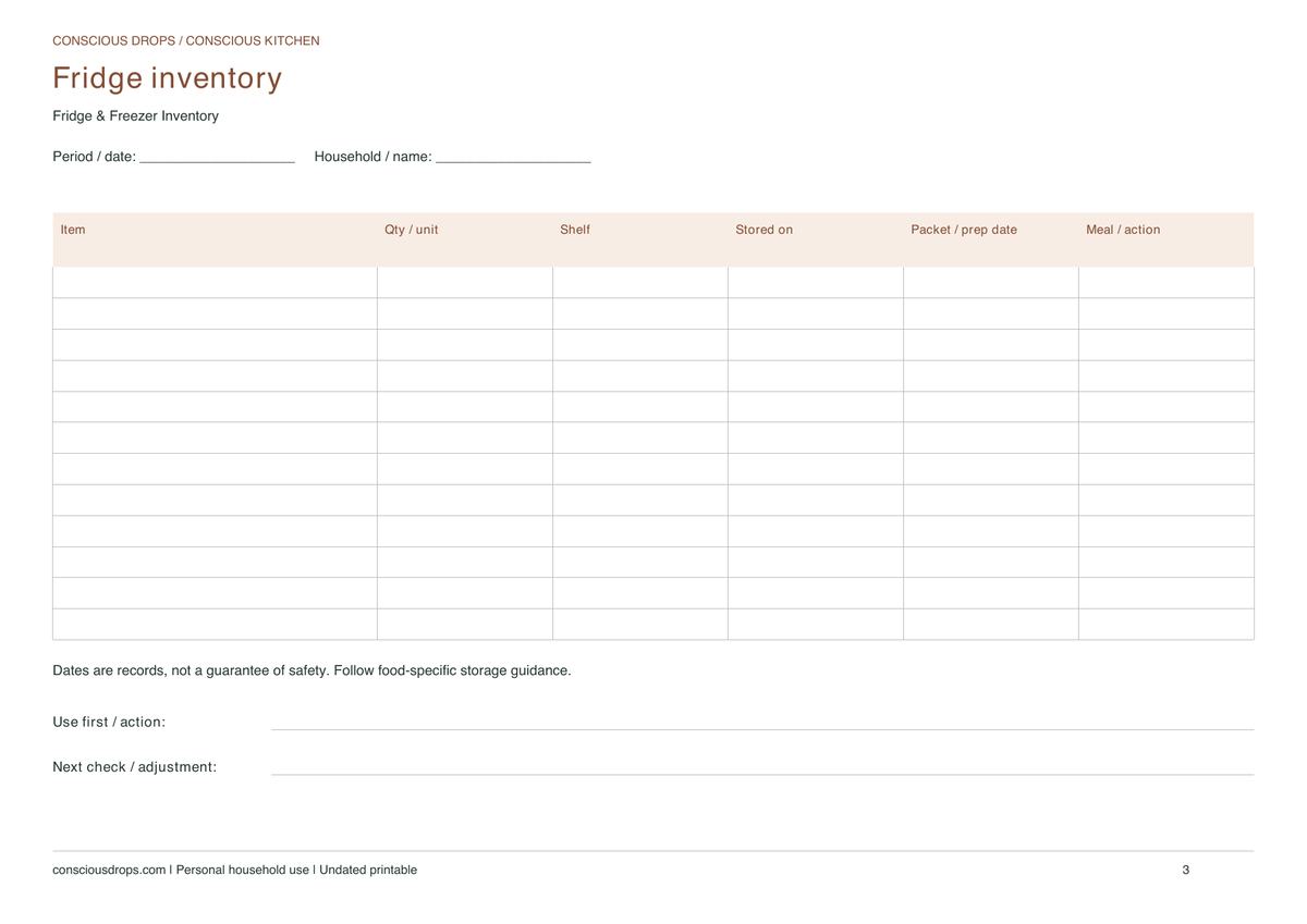 Fridge & Freezer Inventory — Landscape Dashboard — inside preview