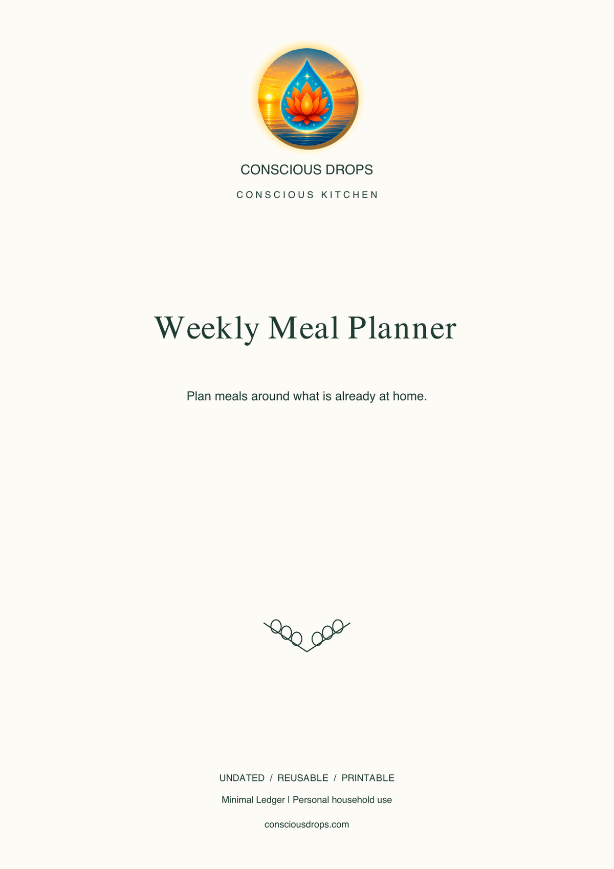 Weekly Meal Planner — Minimal Ledger — front cover