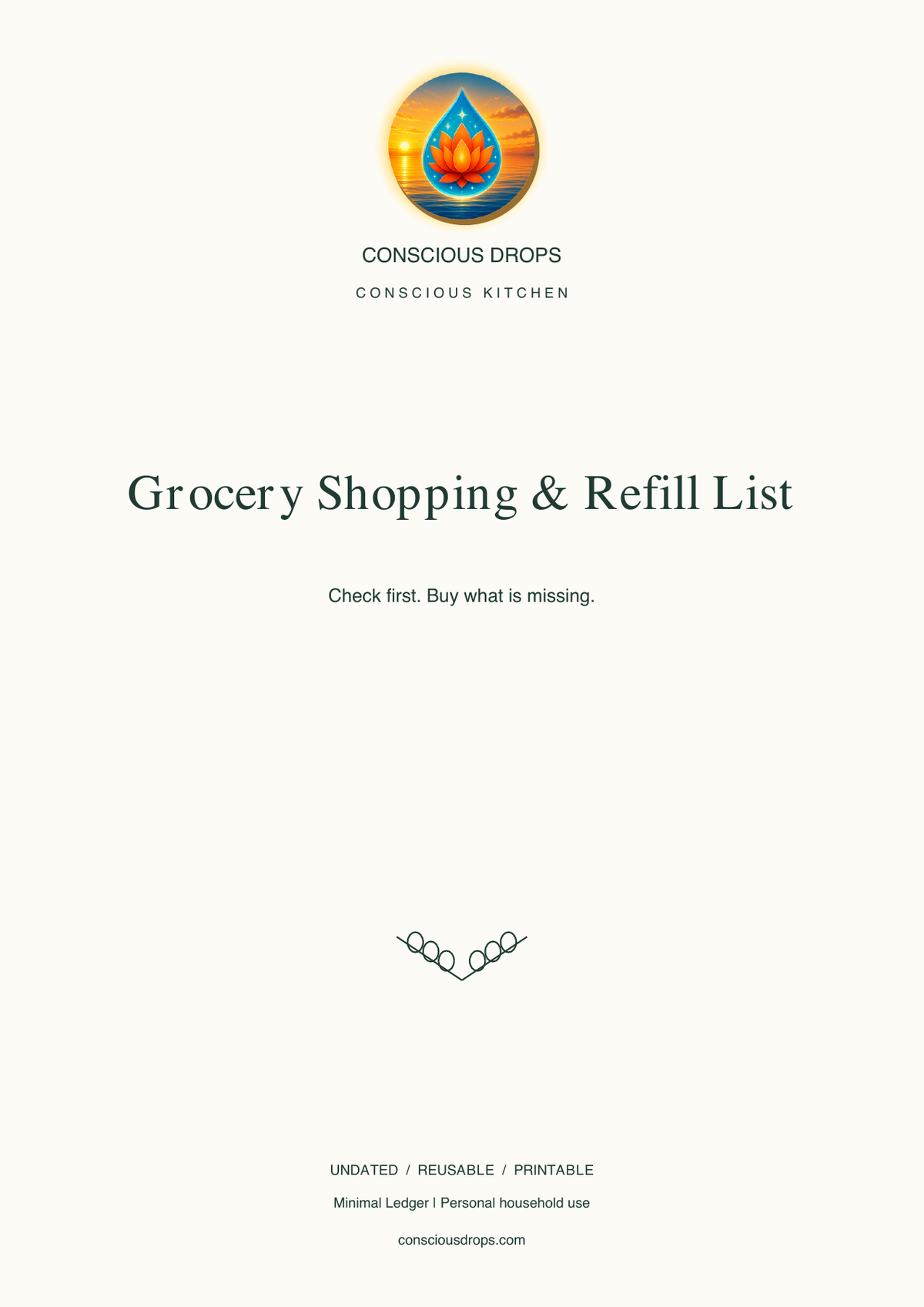 Grocery Shopping & Refill List — Minimal Ledger — front cover