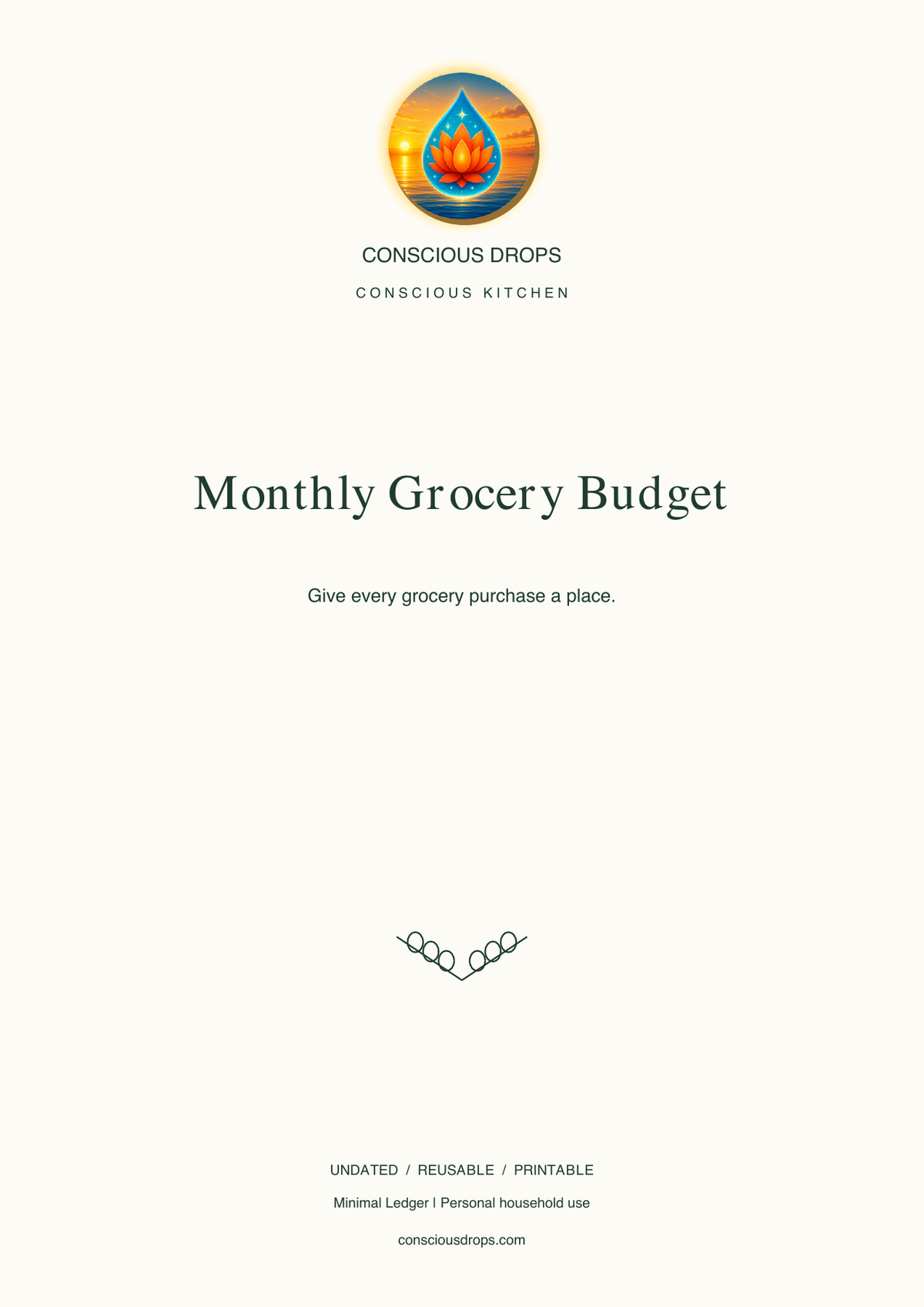 Monthly Grocery Budget — Minimal Ledger — front cover