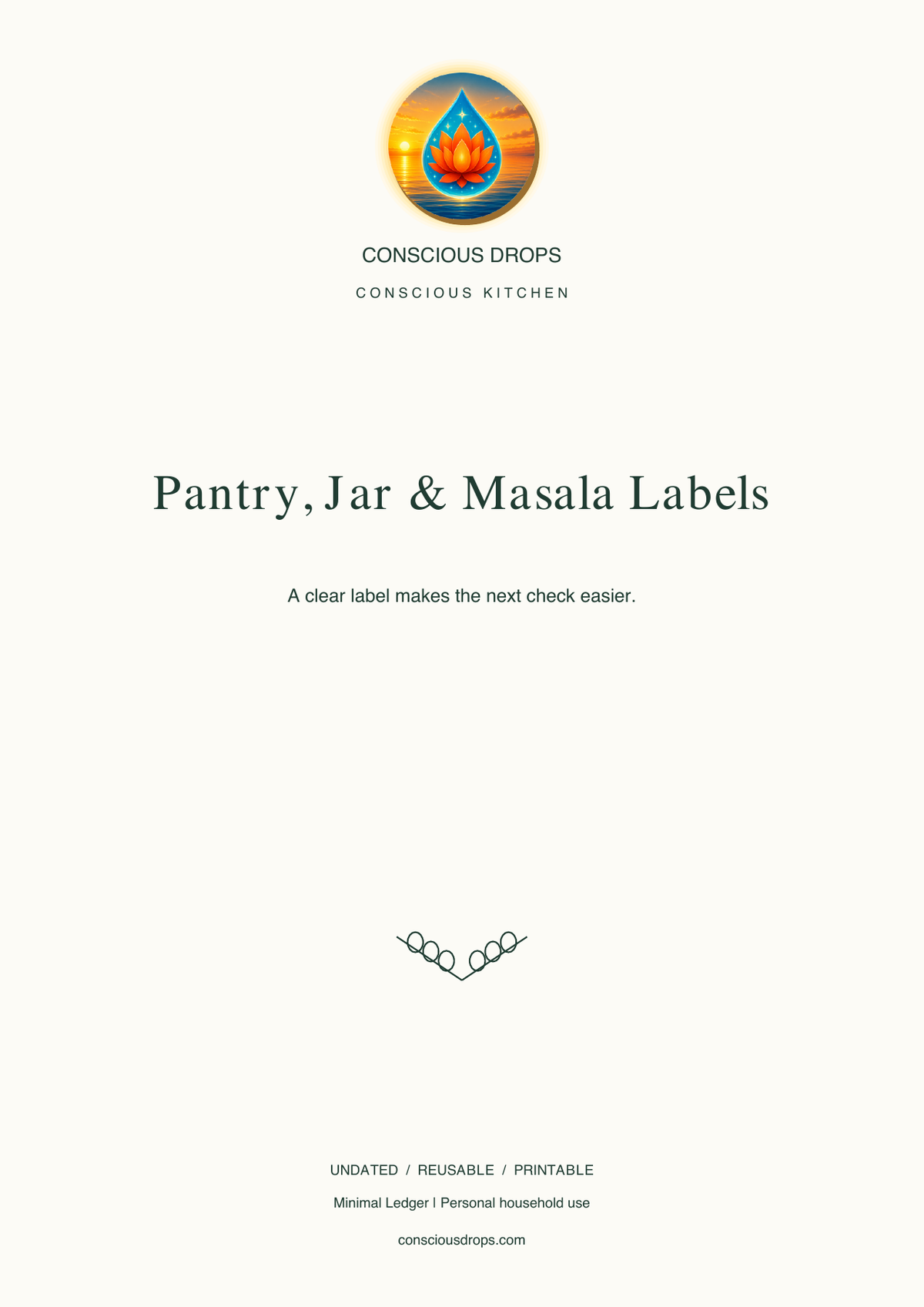 Pantry, Jar & Masala Labels — Minimal Ledger — front cover