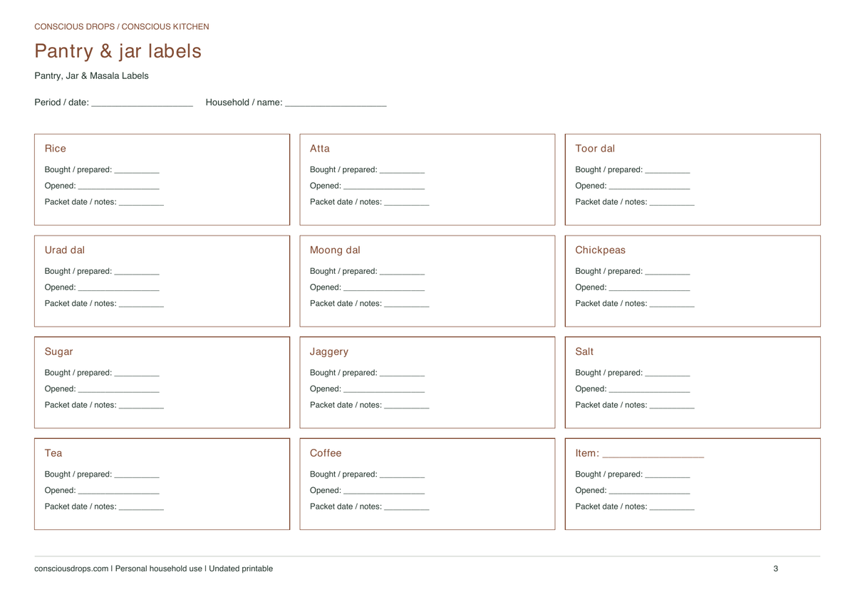 Pantry, Jar & Masala Labels — Landscape Dashboard — inside preview