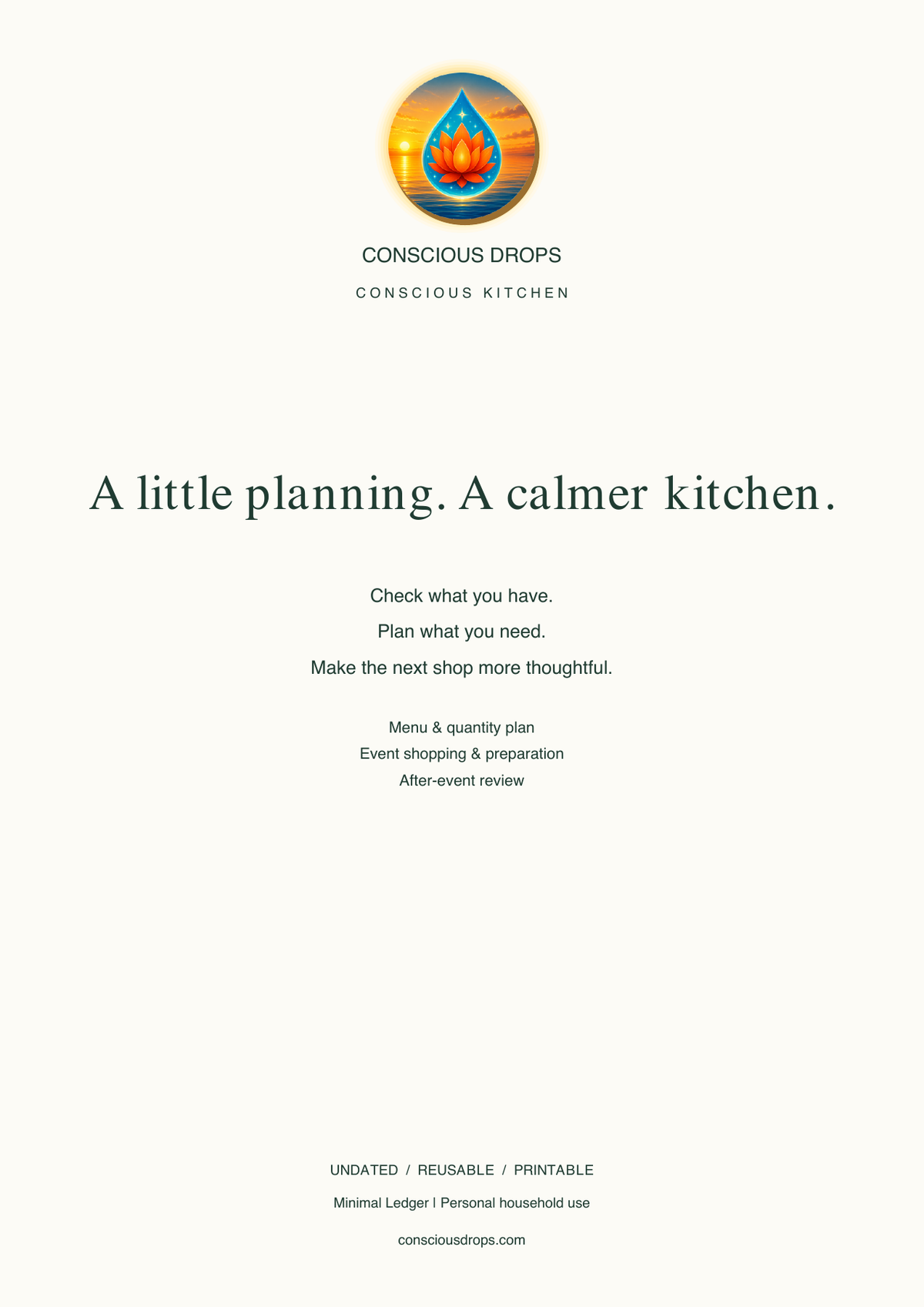 Guest & Festival Food Planner — Minimal Ledger — back cover