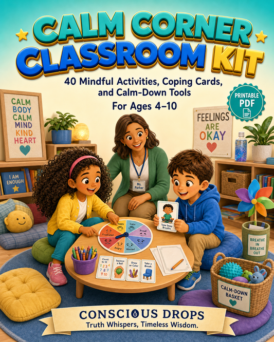 Calm Corner Classroom Kit for Kids – 40 Printable SEL Activities, Coping Cards and Calm-Down Tools