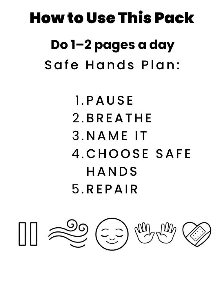 Big Anger, Safe Hands Activity Pack - Ages 4-10 Printable PDF