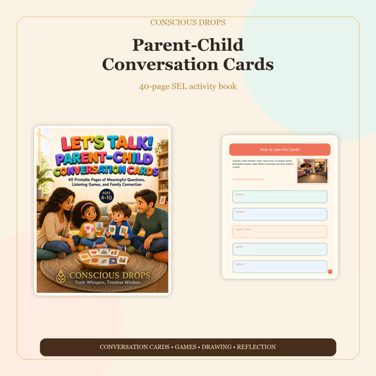 Let’s Talk! Parent-Child Conversation Cards — 40-Page SEL Activity Book for Ages 4–10