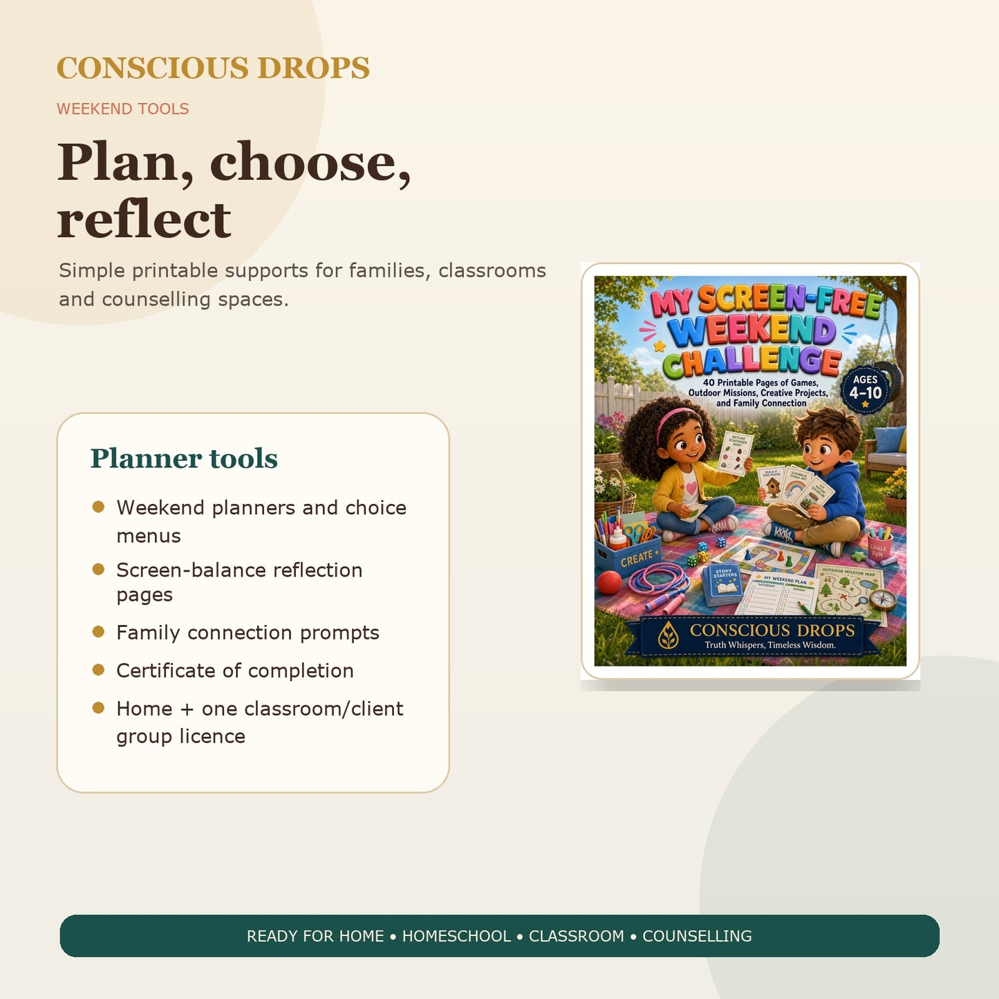 My Screen-Free Weekend Challenge — 40-Page Printable Activity Book