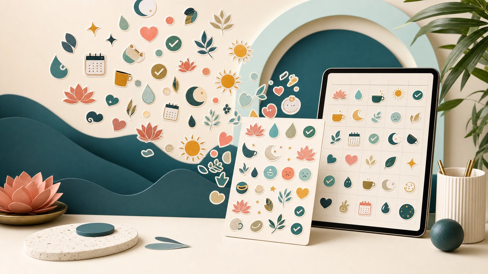 Mindful digital planning sticker collection