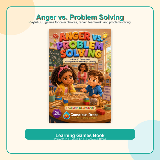 Anger vs. Problem Solving Learning Games Book | Kids SEL Printable