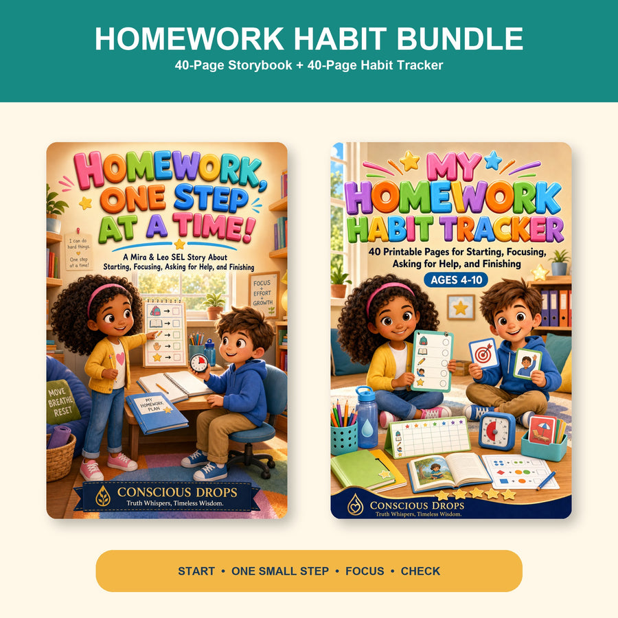 Homework Habit Bundle for Kids | 40-Page SEL Story + 40-Page Activity Tracker