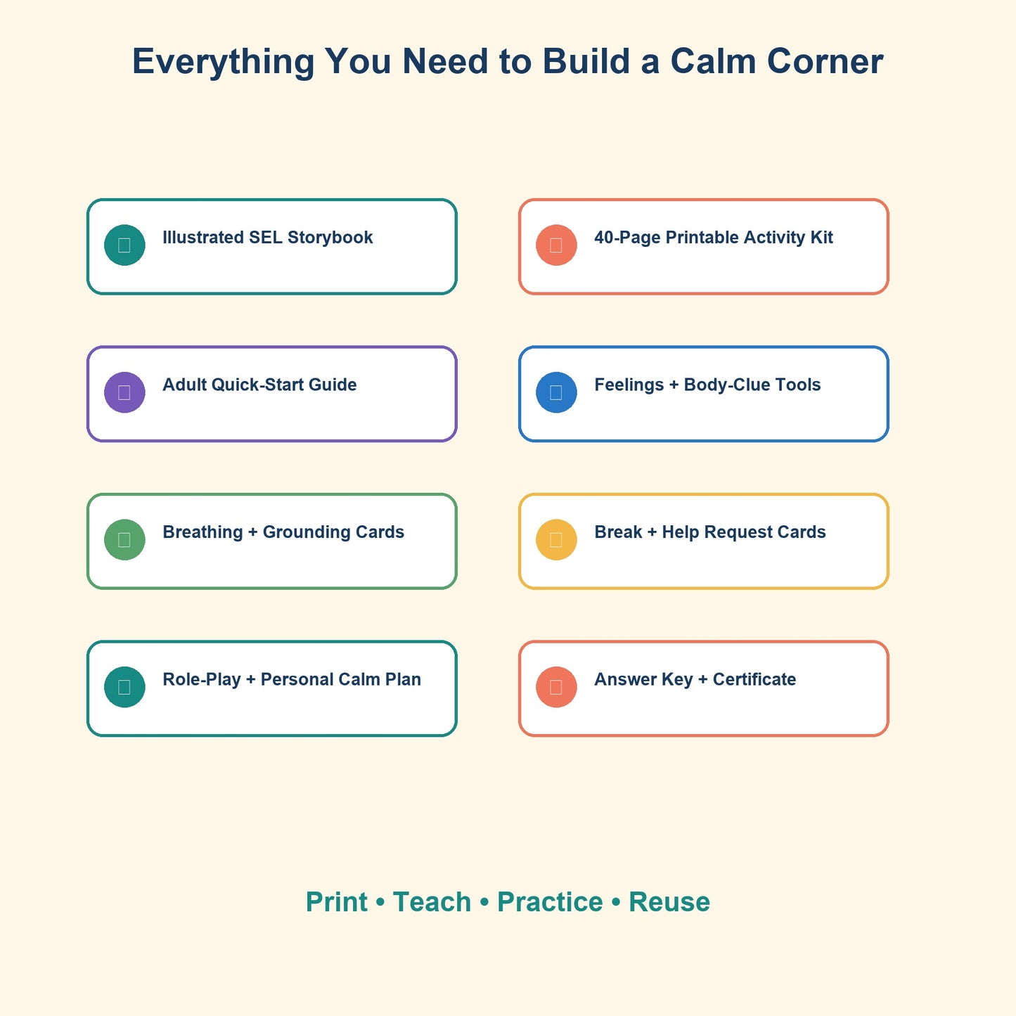 Calm Corner Classroom Bundle – Mira & Leo SEL Storybook + 40-Page Activity Kit