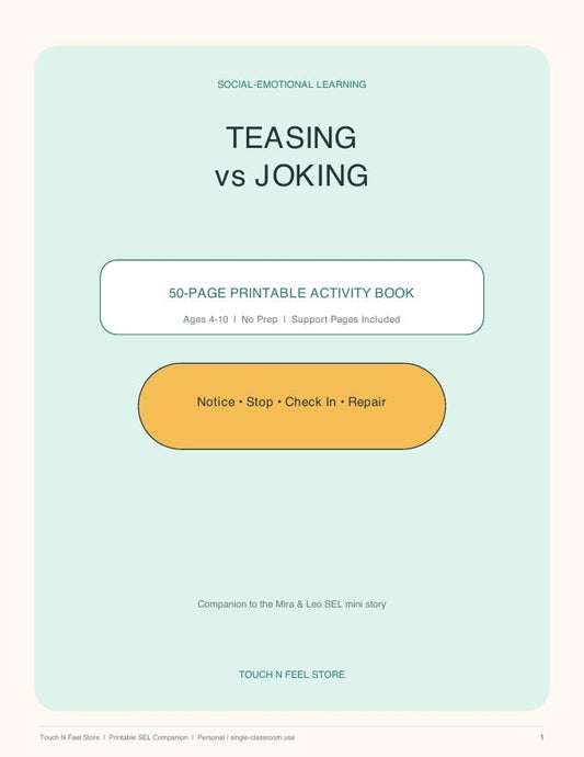 Teasing vs Joking - 50-Page SEL Activity Book Ages 4-10