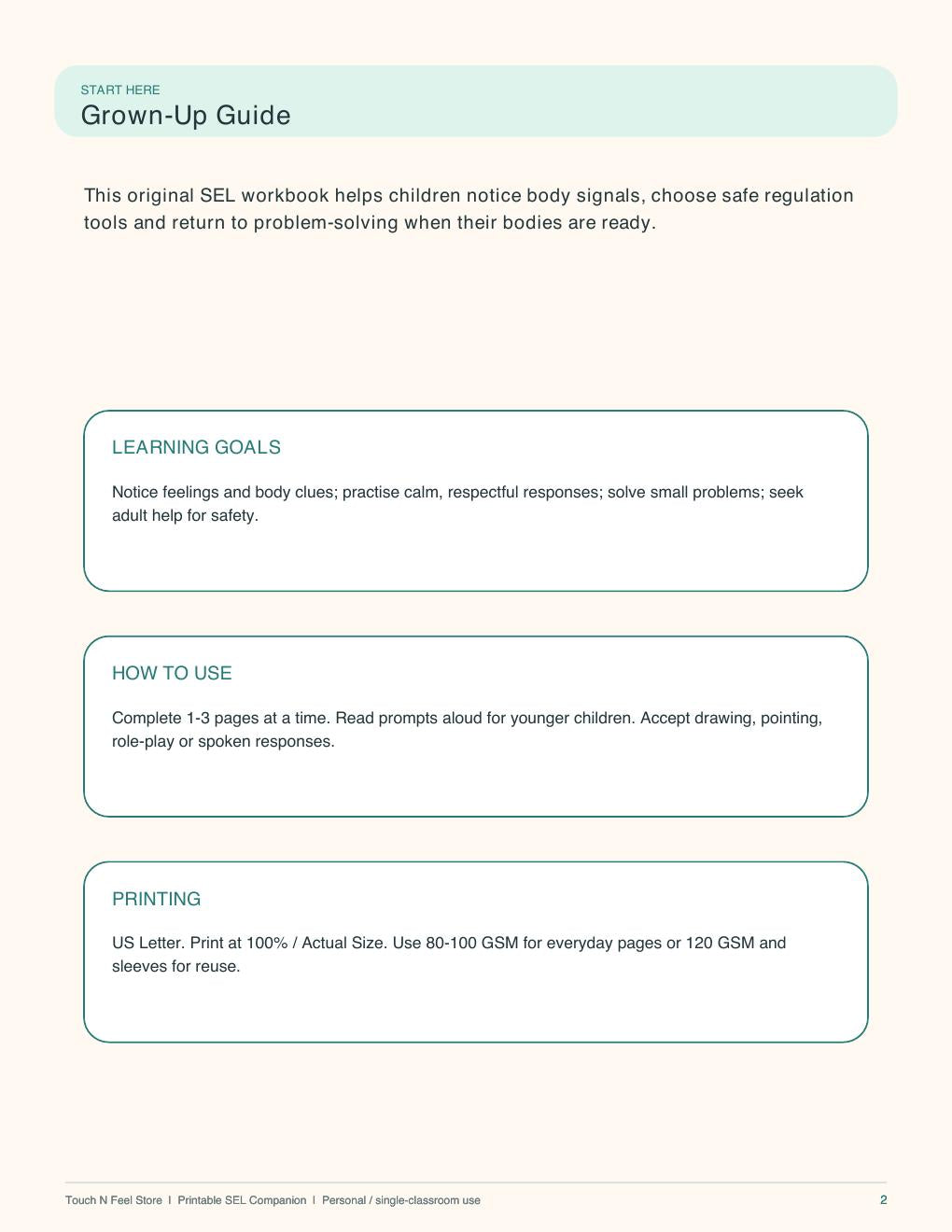 Calm Down and Self-Regulation - 50-Page SEL Activity Book Ages 4-10