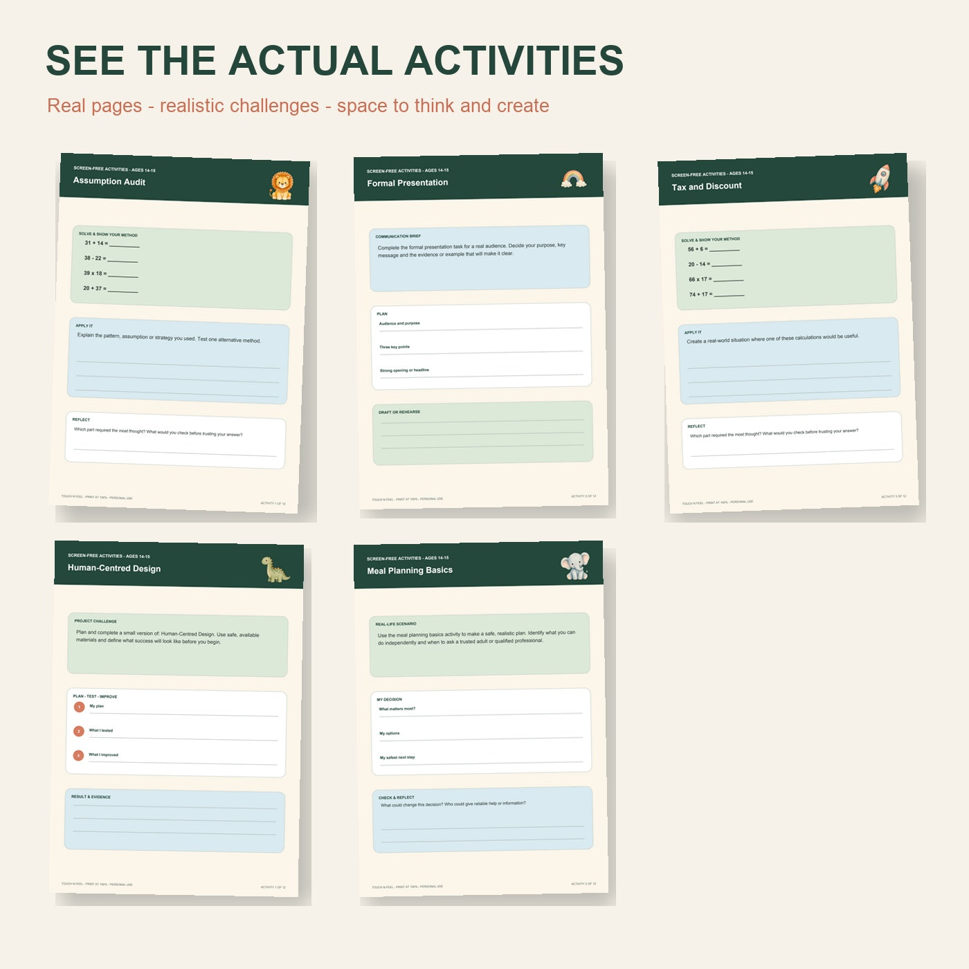 Screen-Free Real-Life Skills Bundle for Ages 14-15 - 60 Activities