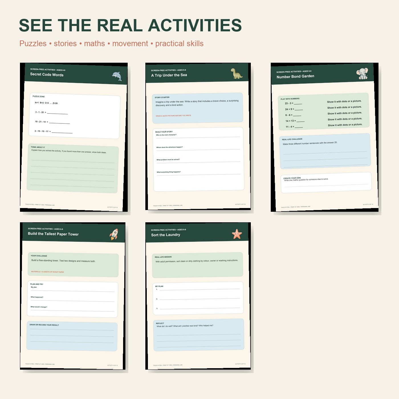 Screen-Free Super Activity Bundle for Ages 6-8 - 80 Activities