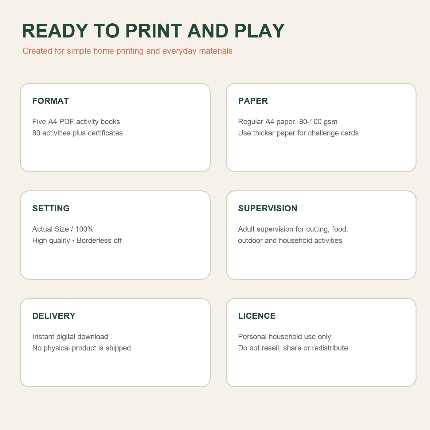 Screen-Free Super Activity Bundle for Ages 6-8 - 80 Activities
