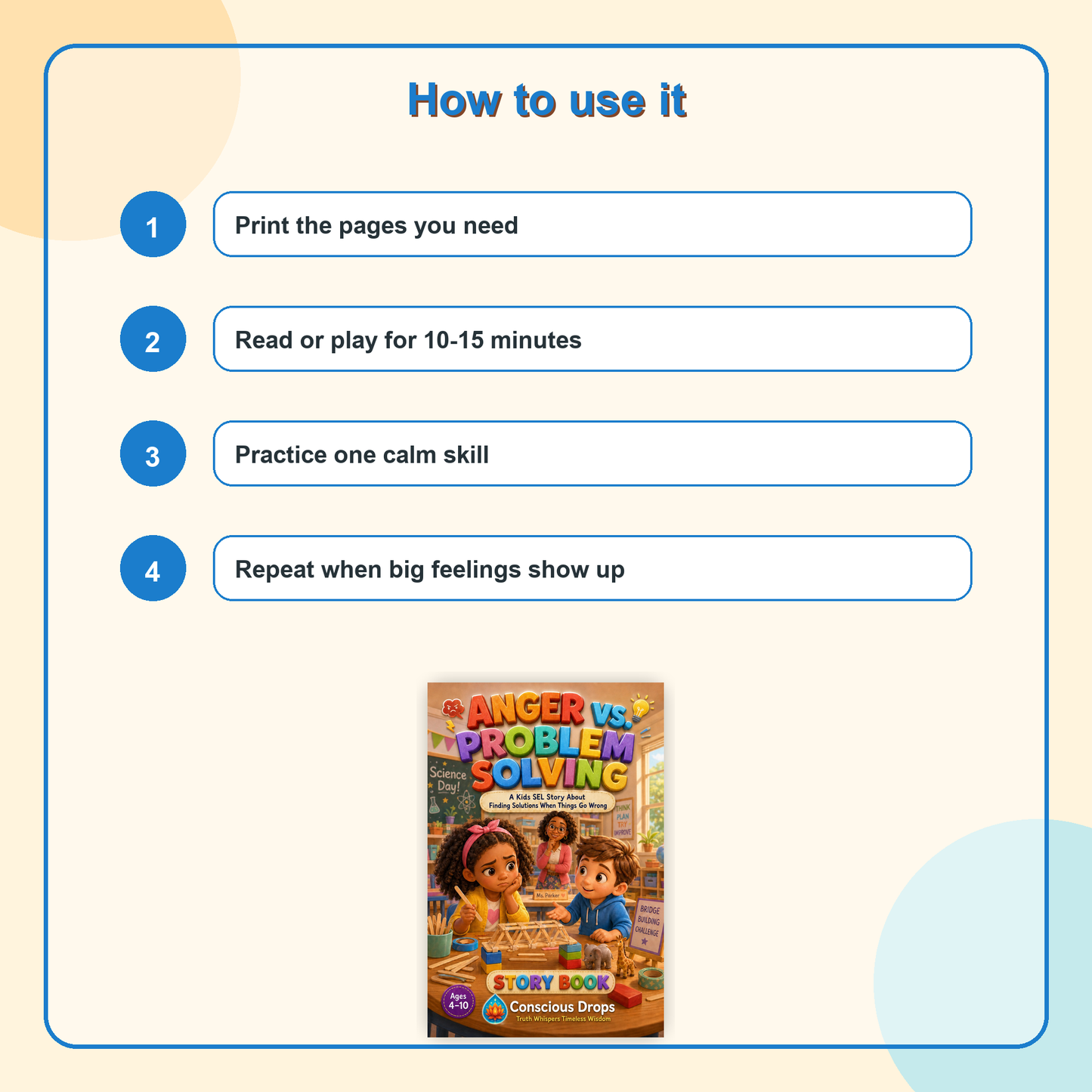 Anger vs. Problem Solving Story Book | Kids SEL Printable
